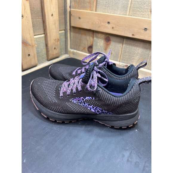 Brooks Revel 5 Womens Running Shoes 6.5 Black & Purple Leopard Print Mesh Lightw - Picture 7 of 9